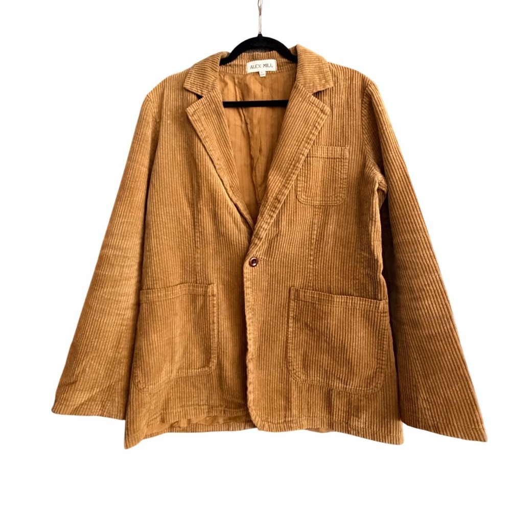 ALEX‎ MILL Corduroy Blazer Jacket Camel Tan Single Button Women Size L